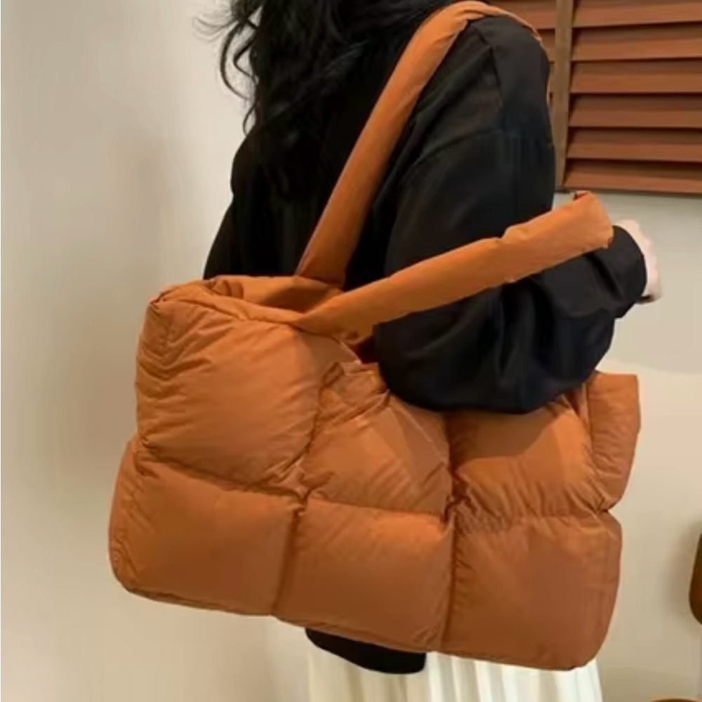 Brown Puffer Tote Large Water Resistant Bag- Brand New Never Used